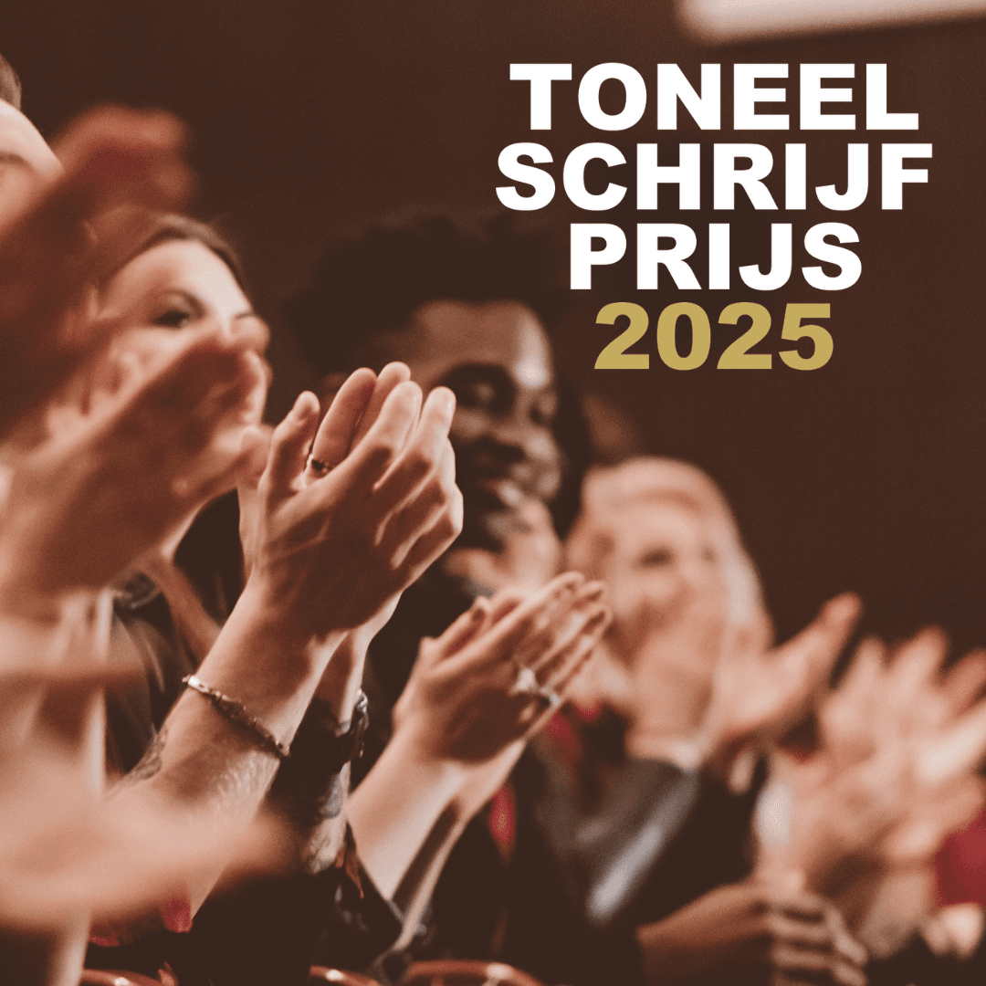 Klappende mensen en logo toneelschrijfprijs 2025