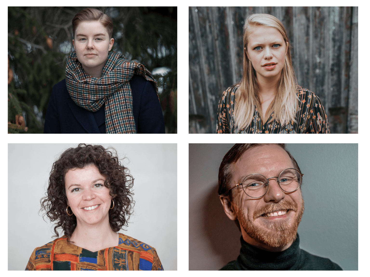 Portretfoto's van vier vertalers