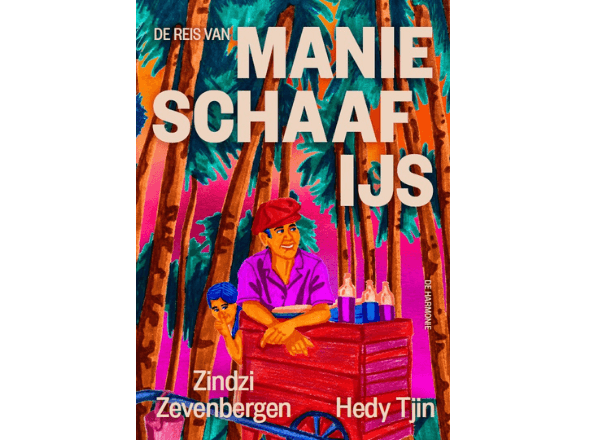 Bookcover Manie Schaafijs met getekende man met schaafijskar